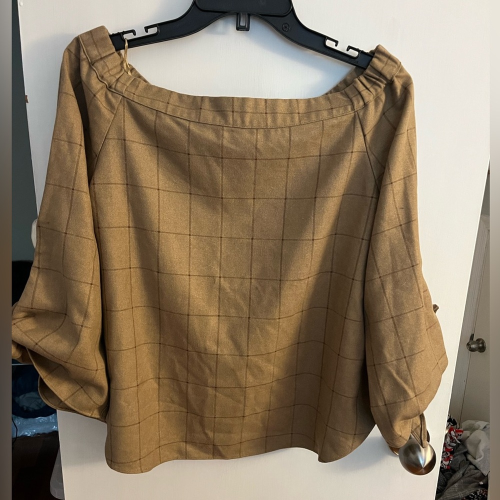 Sugarlips Tan Plaid Blouse